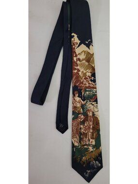 Vtg 1990s Lands End USA Made Silk Fly Fishing Outdoors Sportsman Tie Necktie